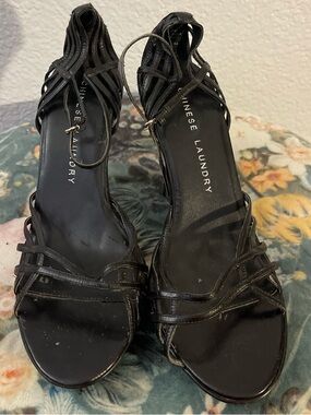 Chinese Laundry Black Strappy Low-Heel Sandals